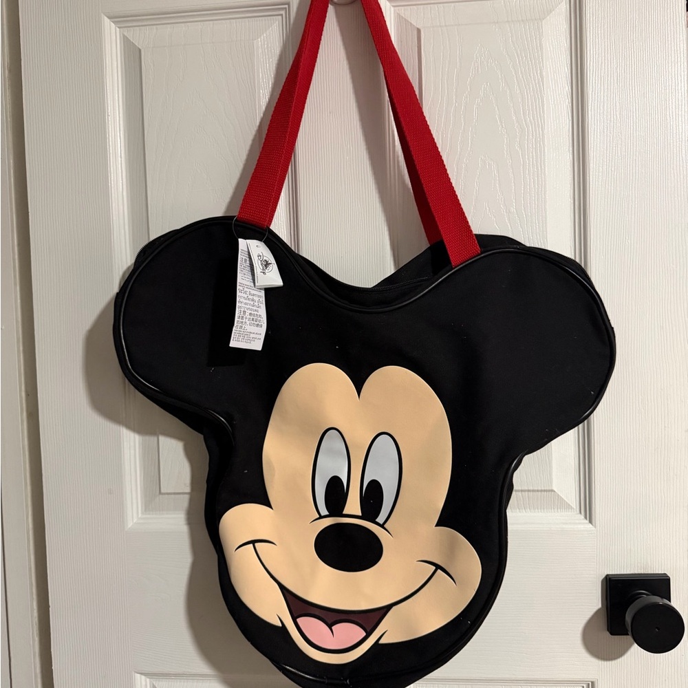 Mickey Mouse Face Tote Bag with Red Straps